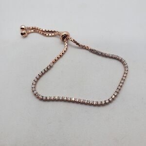 Rose Gold Plated Sterling Silver Adjustable Bracelet with CZs 925